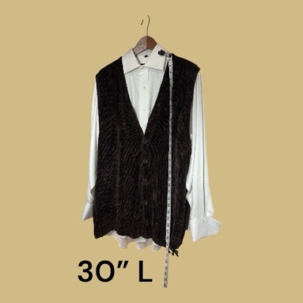525 Vintage Brown Button Down Sweater Vest Made in America Shirt Not Included XL - Picture 2 of 6